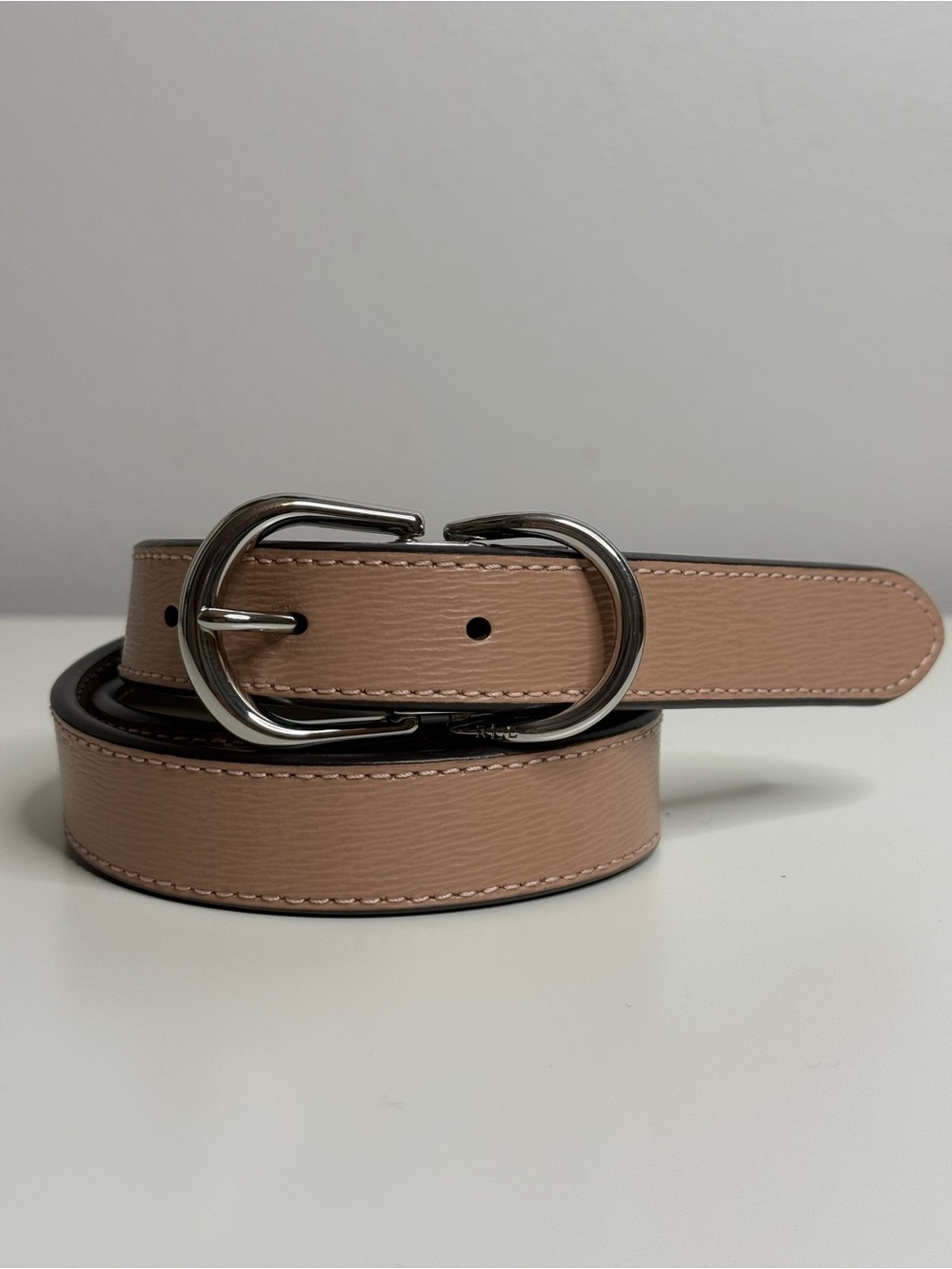 Ralph Lauren RLL Reversible Belt Mauve & Grey with silver Buckle